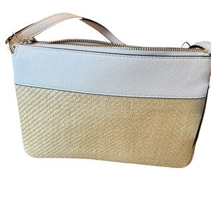 Kate Spade of New York Parchment Straw and Leather Leila Crossbody bag